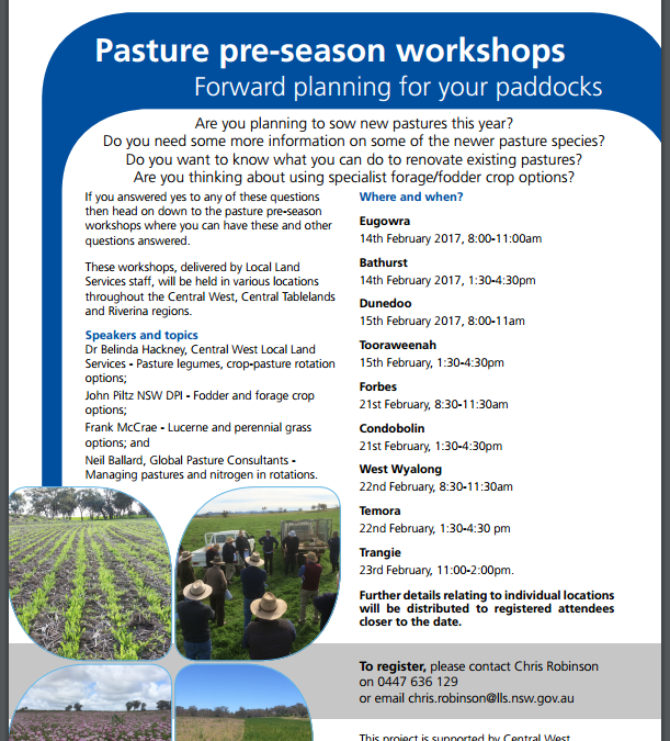 Pasture Pre-Season Workshops