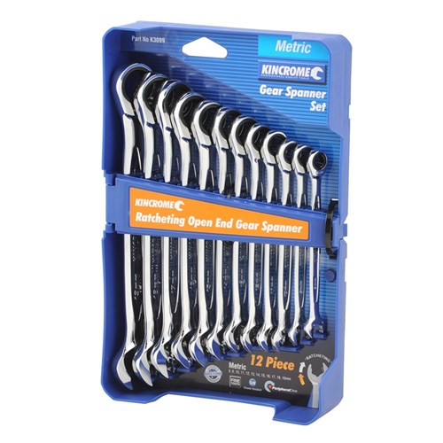 Kincrome Ratcheting Open End Gear Spanner Set 12