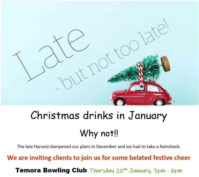 Temora - Belated Christmas Drinks @ Temora Bowling Club